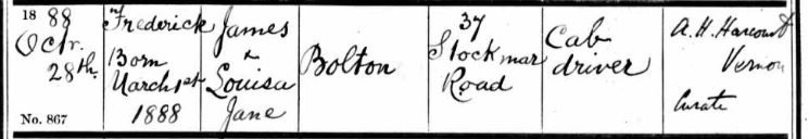 Frederick bolton baptism